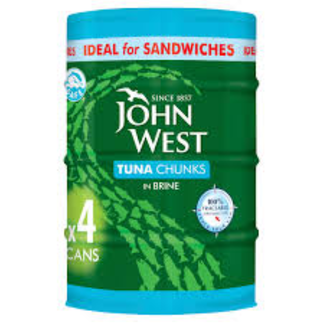 JOHN WEST TUNA CHUNKS IN BRINE 4X132G